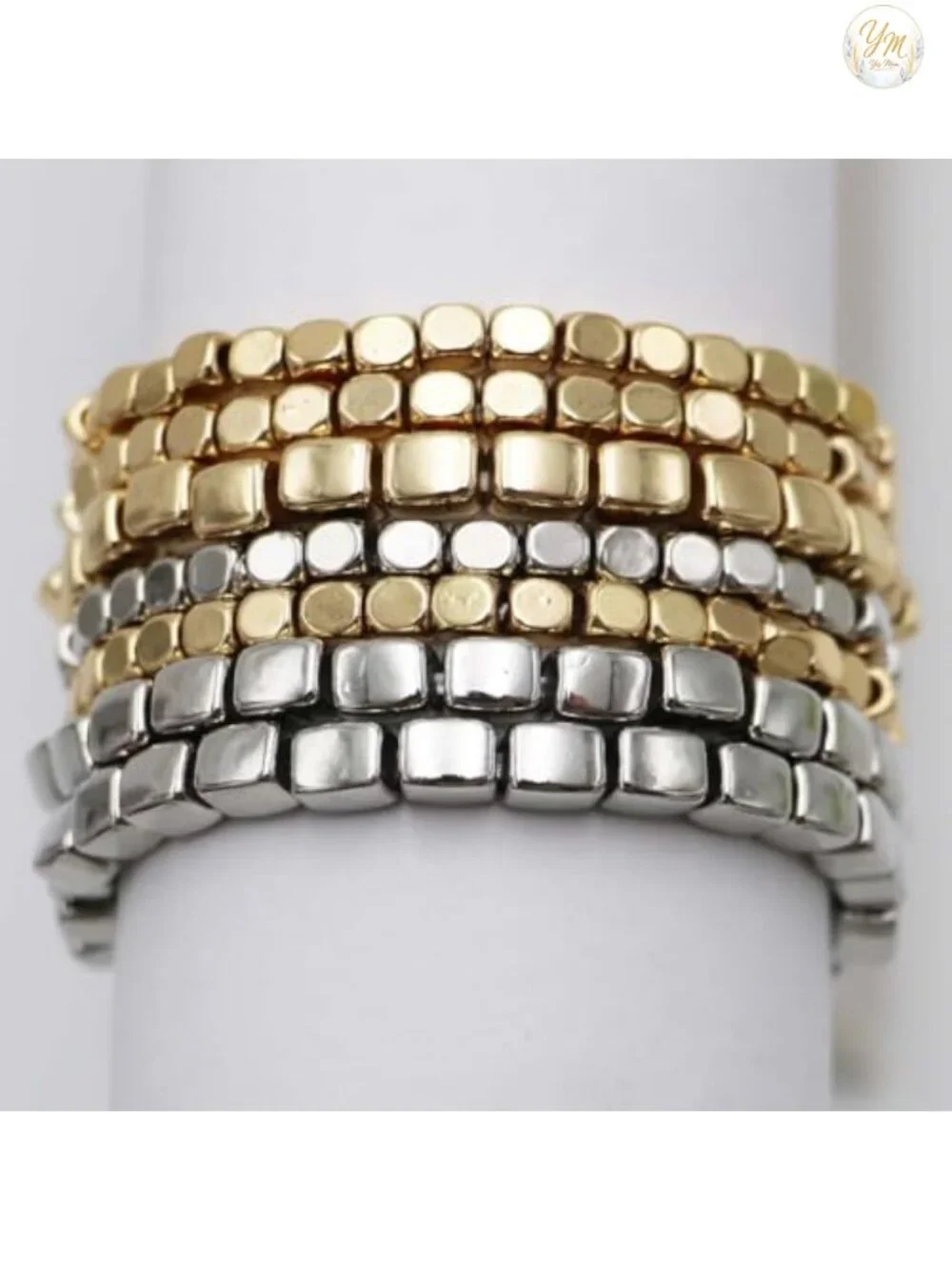 Chunky Nugget Multi-Strand Stretch Bracelet Set of 7